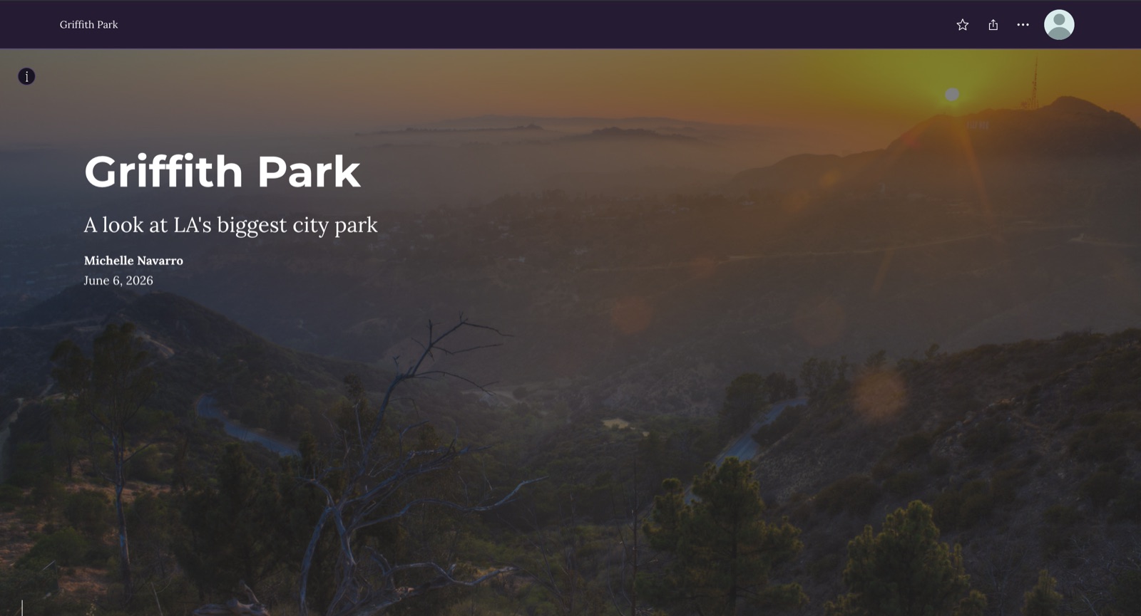 Griffith Park StoryMap cover